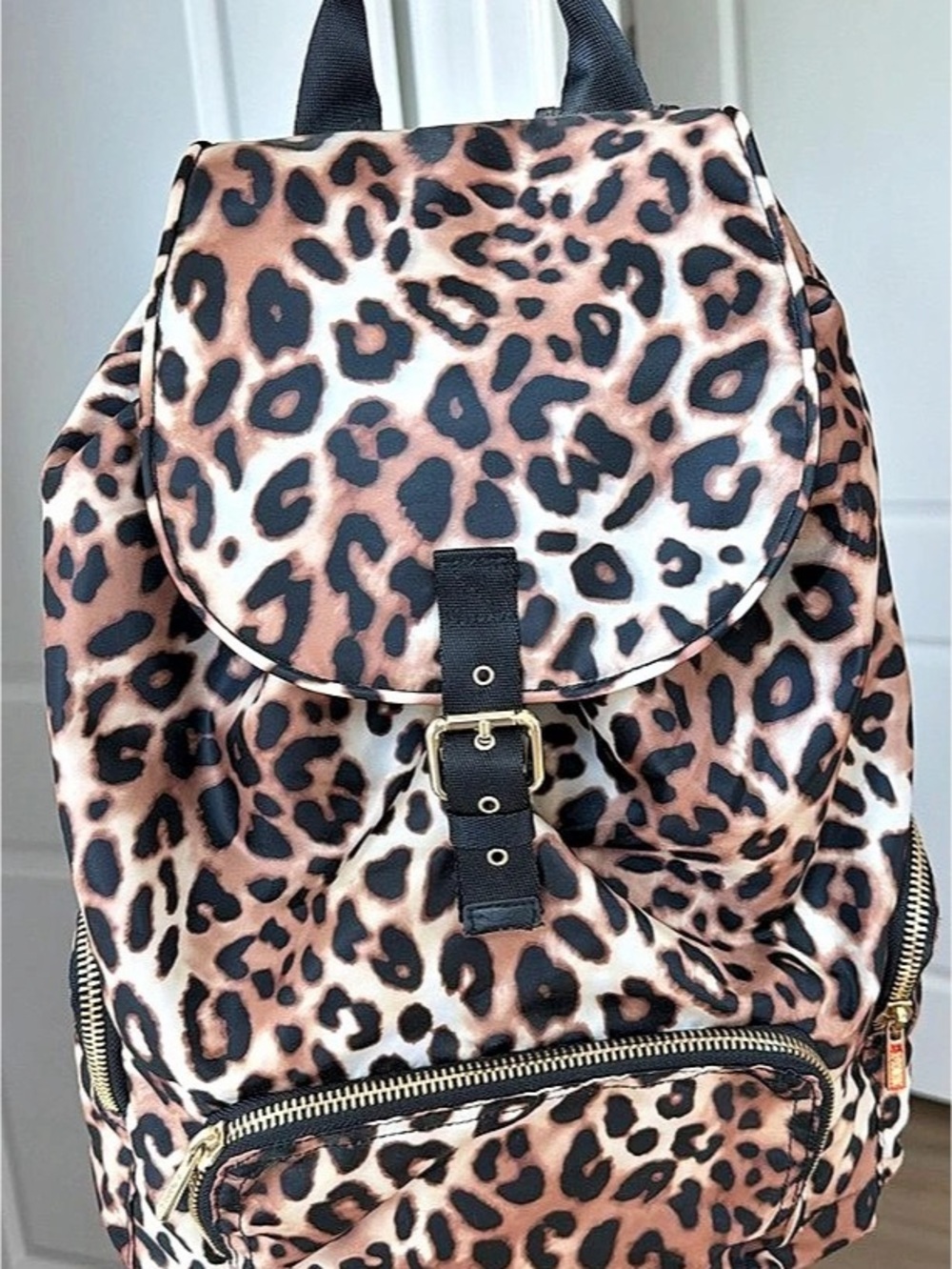PINK Leopard Print Drawstring Backpack